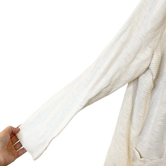 Madewell‎ Summer Ryder Cardigan Sweater Stripe Texture Solid Ivory Open Front XL - Picture 5 of 8